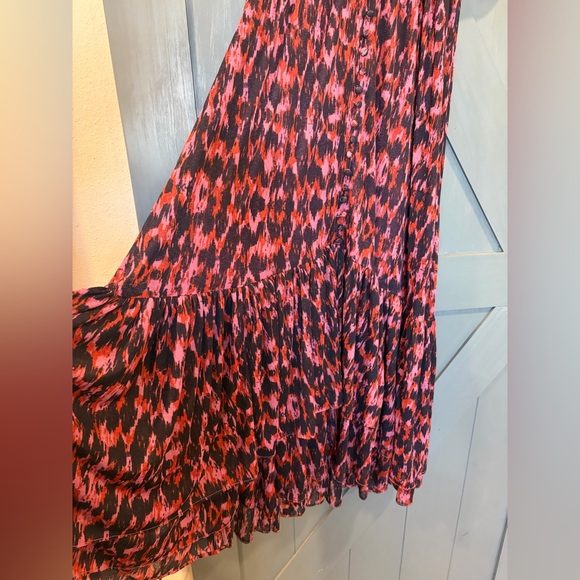 By Anthropologie Printed Ruched-Sleeve Maxi Dress Size Small - Picture 5 of 11